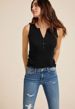 Maurices Tanks & Camis-Ribbed Henley Tank Top