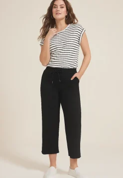 Maurices Joggers & Sweatpants|Crops & Capris-Ribbed Scuba Knit High Rise Wide Leg Cropped Pant