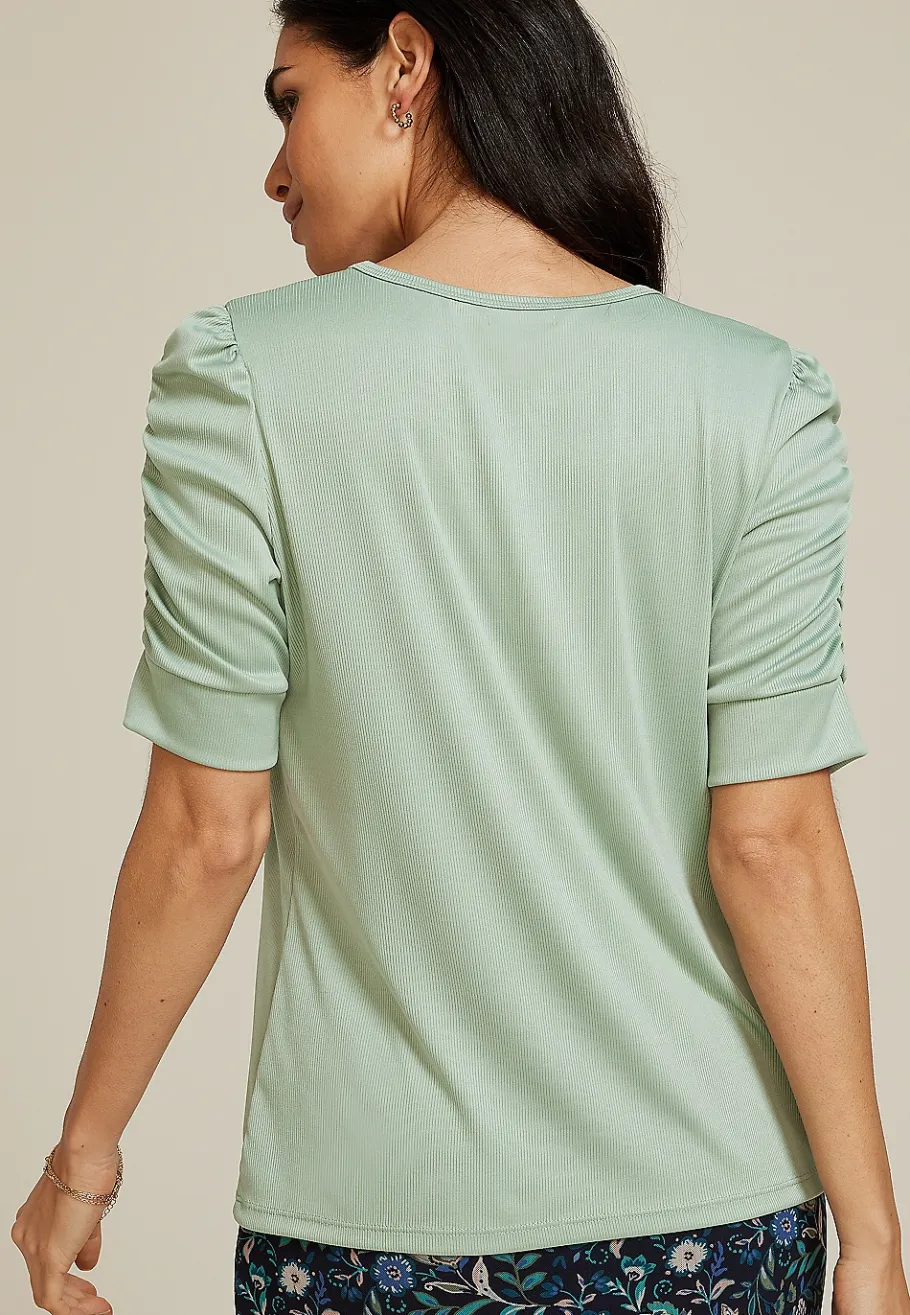 Maurices Tees-Ruched Puff Sleeve Top