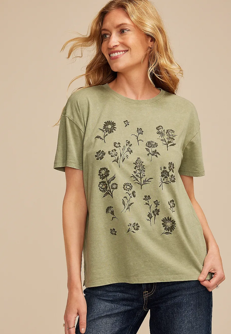 Maurices Tees|Graphics-Scattered Floral Relaxed Fit Graphic Tee