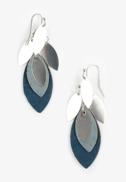 Maurices Earrings-Silver And Blue Leaf Drop Earrings