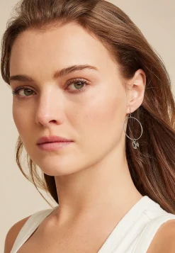 Maurices Earrings-Hammered Disc Charm Hoop Earrings