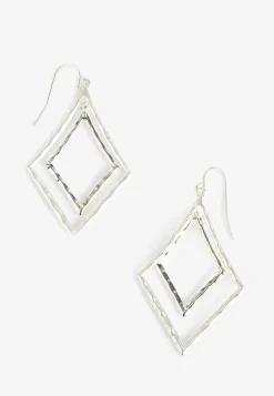 Maurices Earrings-Hammered Double Diamond Shape Drop Earrings