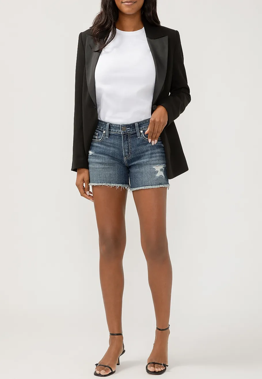 Maurices Shorts|Jean Shorts-Silver Jeans Co.® Mid Rise Luxe Stretch Frayed Hem 4in Short