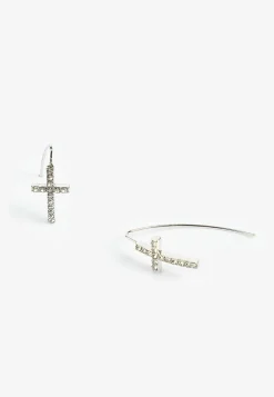 Maurices Earrings-Rhinestone Cross Threader Earrings