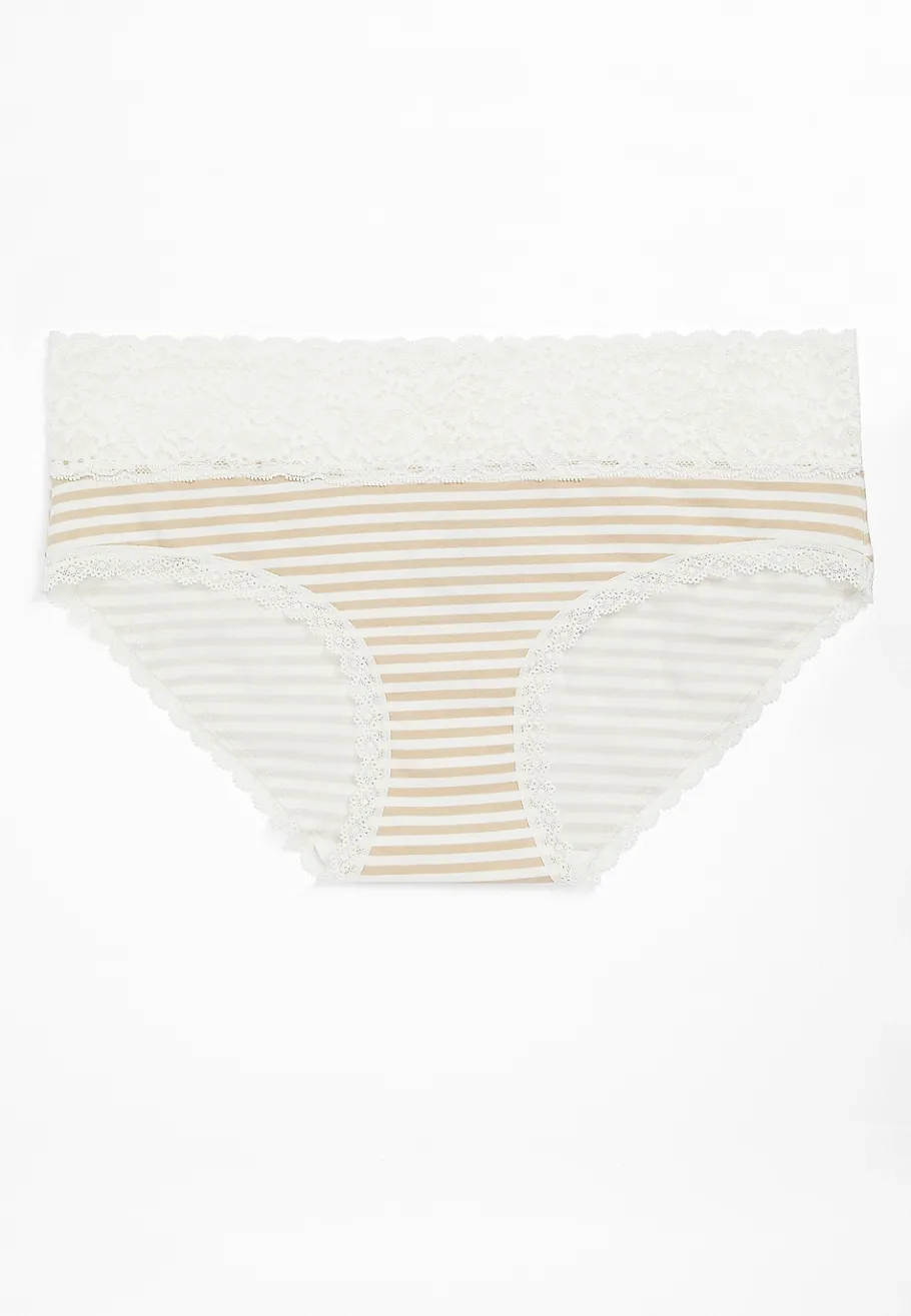 Maurices Panties|Panties-Simply Comfy Neutral Stripe Cotton Hipster Panty