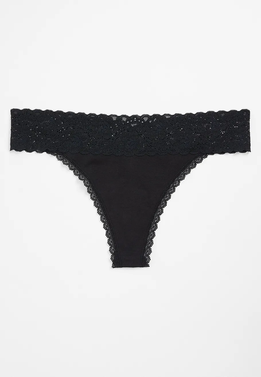 Maurices Panties|Panties-Simply Comfy Wide Lace Trim Cotton Thong Panty