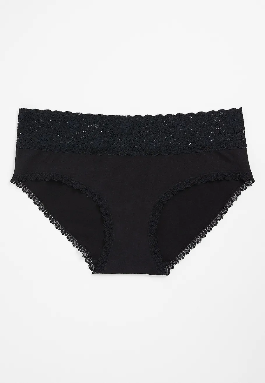 Maurices Panties|Panties-Simply Comfy Wide Lace Trim Cotton Hipster Panty