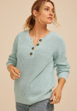 Maurices Sweaters Cardigans & Kimonos-Slouchy Henley Sweater