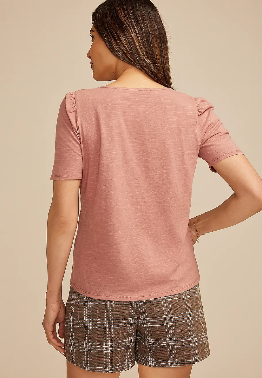Maurices Tees|Shirts & Blouses-Snap Front Short Sleeve Top