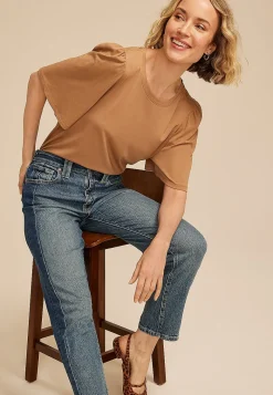Maurices Tees-Solid Flutter Sleeve Tee