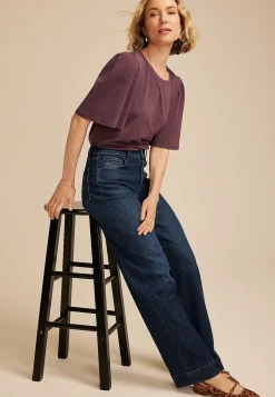 Maurices Tees-Solid Flutter Sleeve Tee