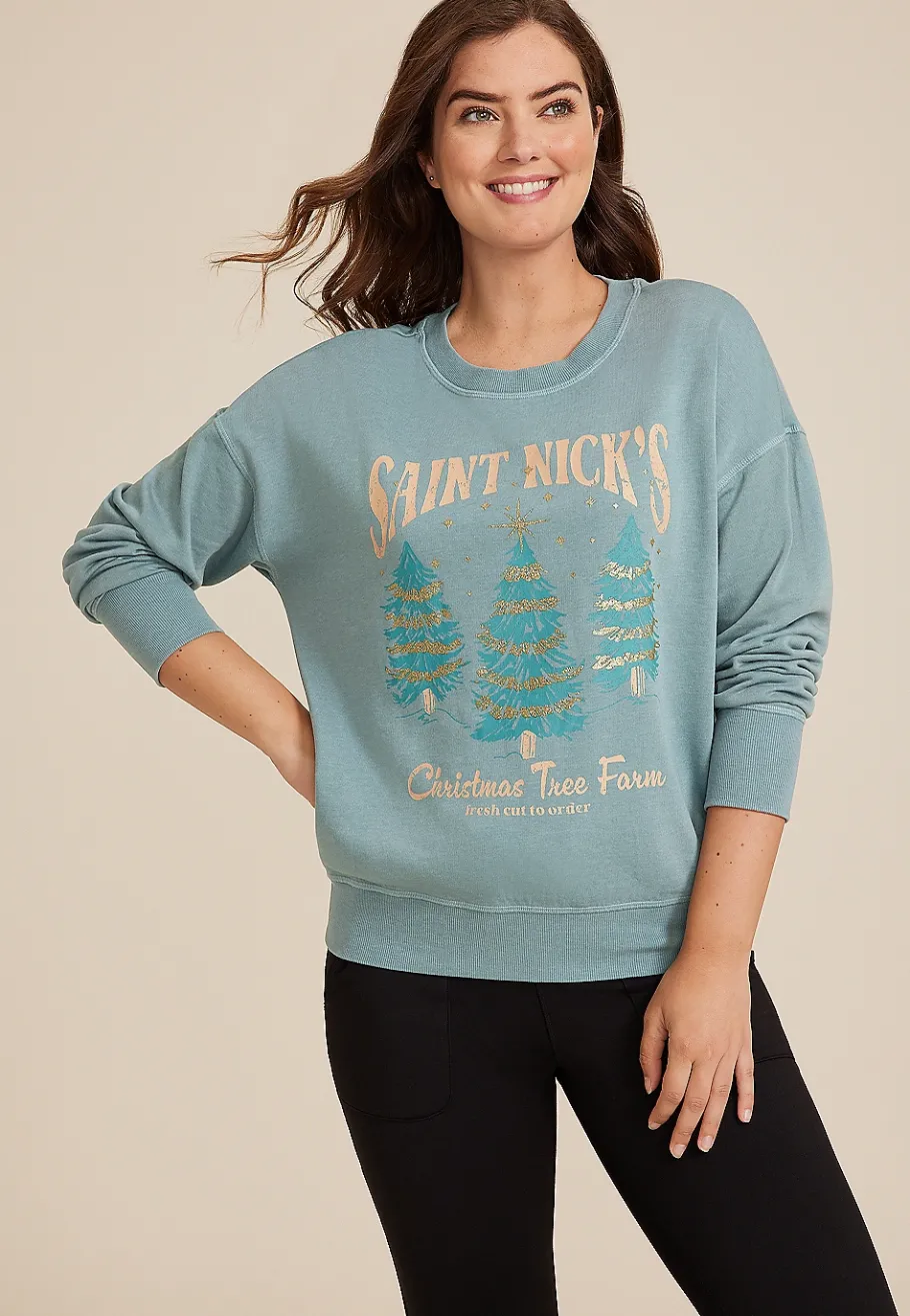 Maurices Sweatshirts|Graphics-St Nicks Christmas Tree Farm Relaxed Fit Sweatshirt