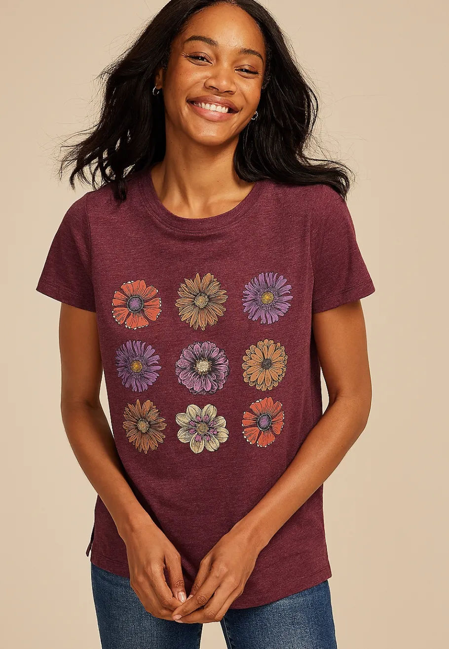 Maurices Tees|Graphics-Stacked Fall Floral Classic Fit Graphic Tee