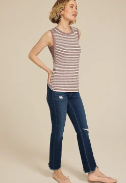 Maurices Tanks & Camis-Striped Ribbed Side Gusset Tank Top