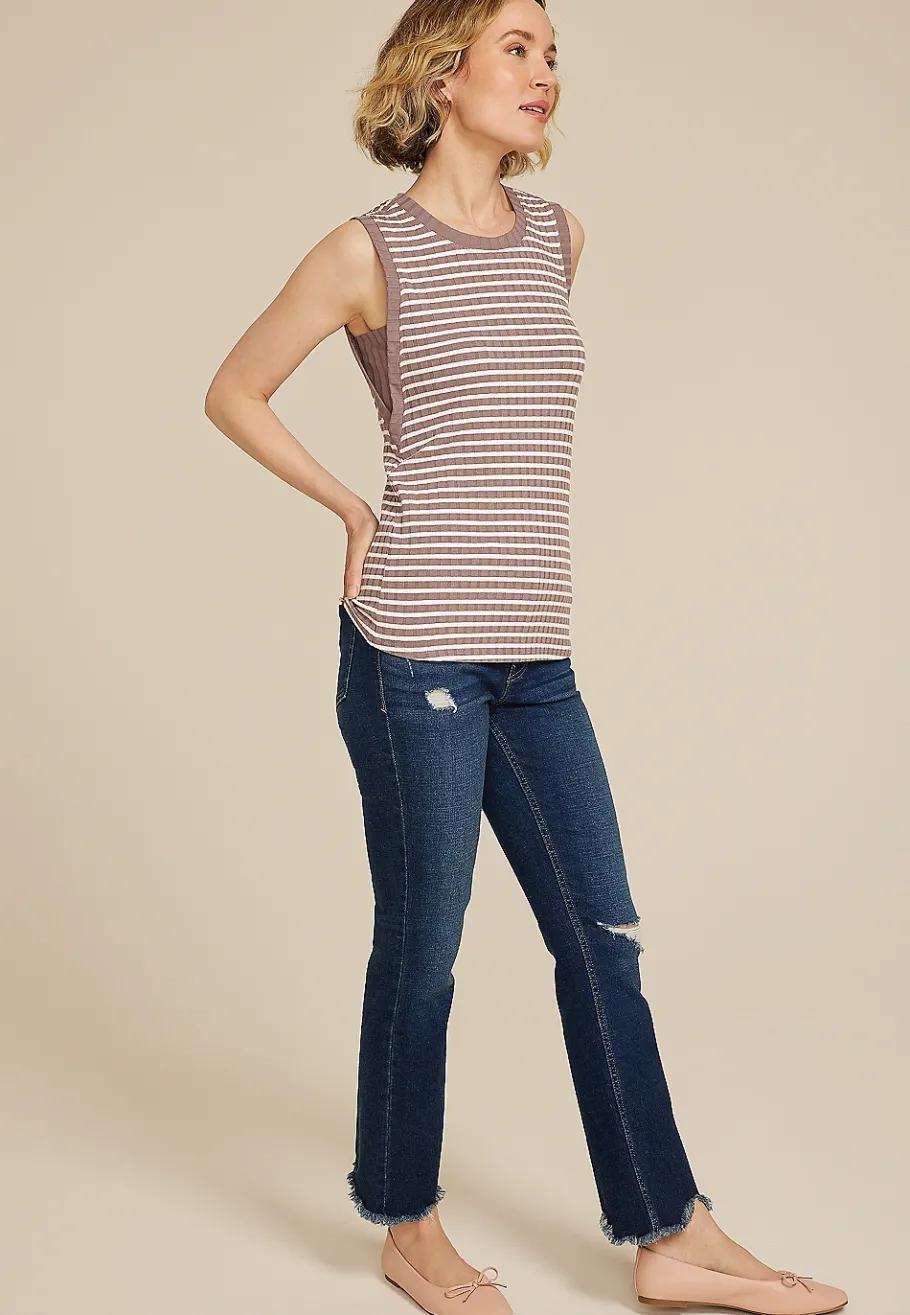 Maurices Tanks & Camis-Striped Ribbed Side Gusset Tank Top