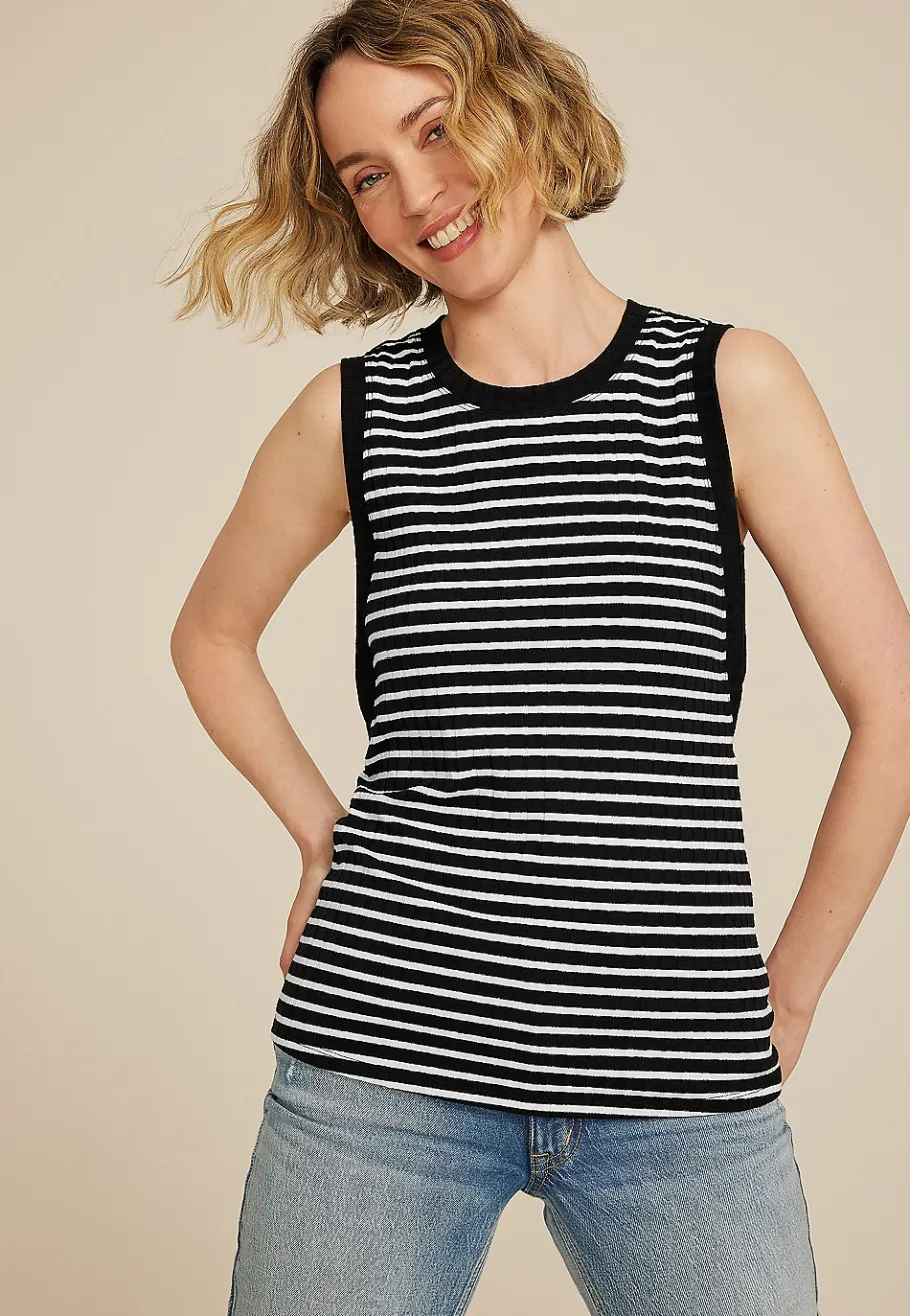 Maurices Tanks & Camis-Striped Ribbed Side Gusset Tank Top