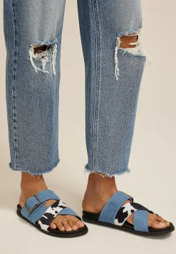Maurices Shoes|Sandals-SuperCush Emilia Denim Cowprint Footbed Sandal