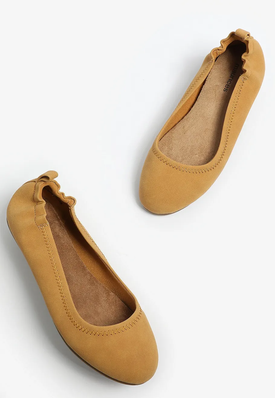 Maurices Shoes|Flats-SuperCush Gwen Faux Suede Scrunch Back Ballet Flat