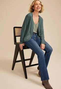 Maurices Sweaters Cardigans & Kimonos-Textured Curved Hem Cardigan