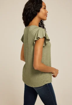 Maurices Tees-Textured Flutter Sleeve Tee