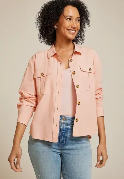 Maurices Plaid & Button Down Shirts-Utility Relaxed Button Down Shirt