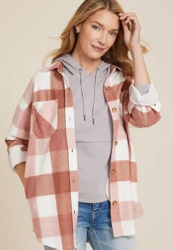 Maurices Plaid & Button Down Shirts|Jackets-Vintage Plaid Fleece Shacket