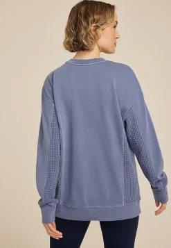 Maurices Sweatshirts-Waffle Mix Crew Neck Tunic Sweatshirt