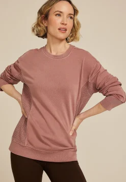 Maurices Sweatshirts-Waffle Mix Crew Neck Tunic Sweatshirt