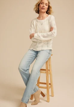 Maurices Sweaters Cardigans & Kimonos-Wave Stitch Bell Sleeve Sweater