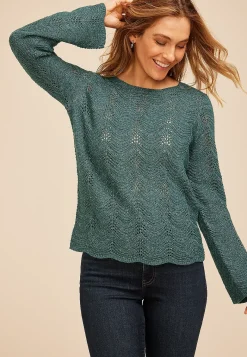 Maurices Sweaters Cardigans & Kimonos-Wave Stitch Bell Sleeve Sweater