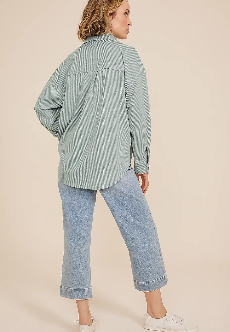 Maurices Jackets-Wavy Ribbed Shacket