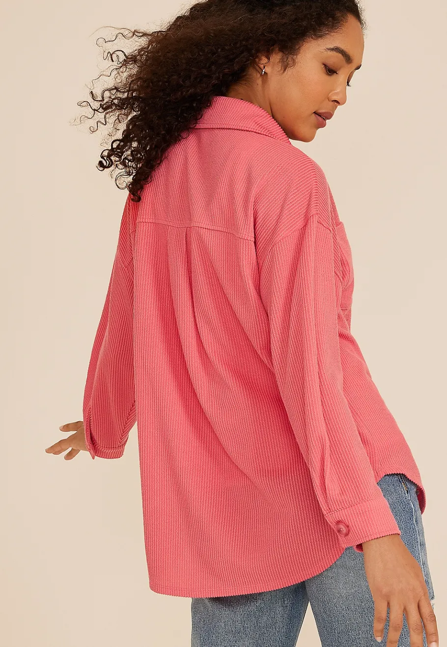 Maurices Jackets-Wavy Ribbed Shacket
