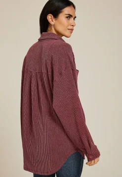 Maurices Plaid & Button Down Shirts|Jackets-Wavy Ribbed Shacket
