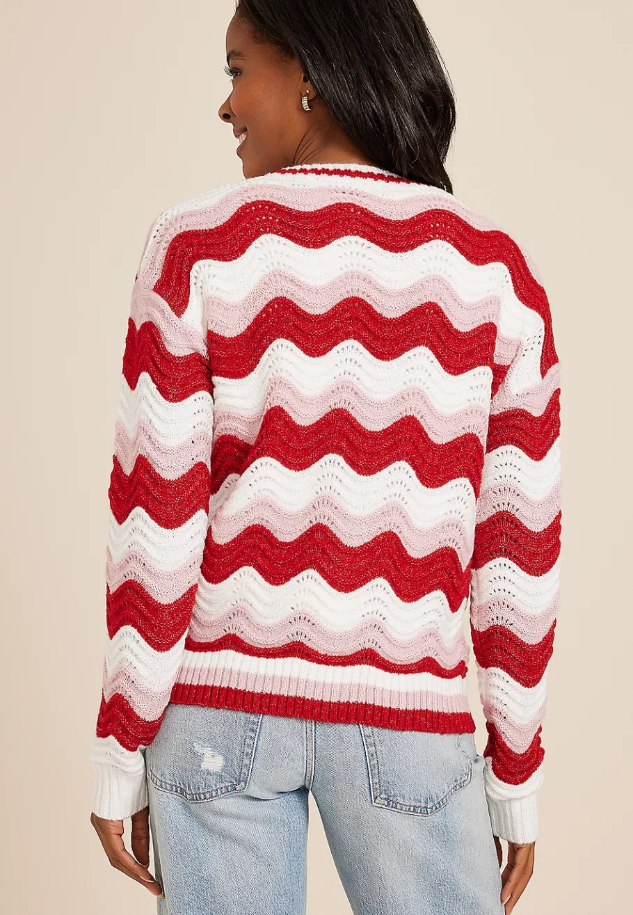 Maurices Sweaters Cardigans & Kimonos-Wavy Striped Knit Cardigan