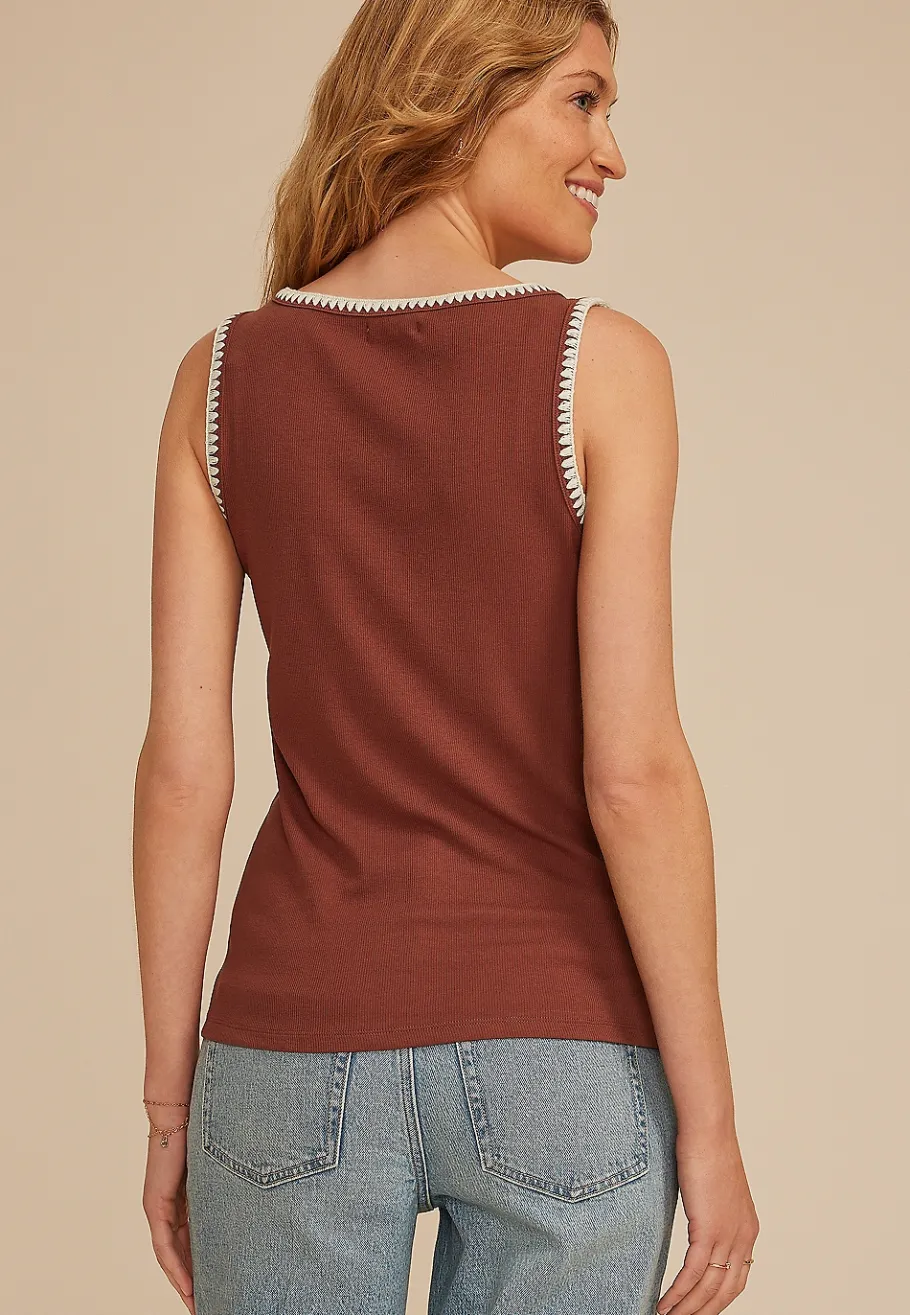 Maurices Tanks & Camis-Whipstitch Embroidered Tank Top